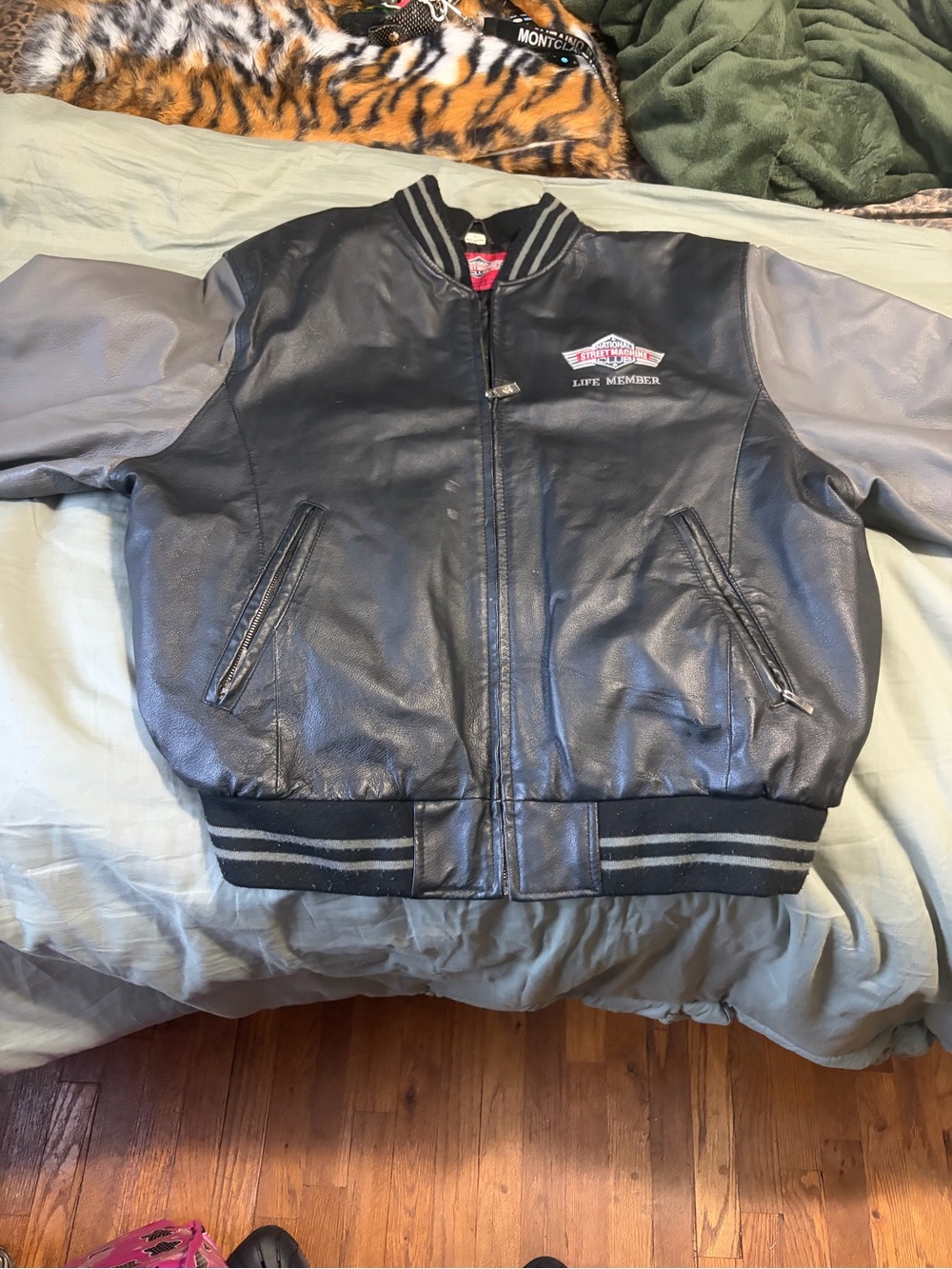 Vintage National Street Machine Club Leather Bomber Jacket
